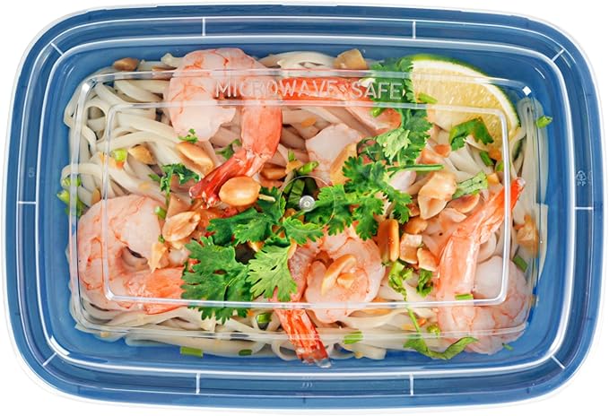 Asporto 24 Ounce Take Out Containers, 100 Food Containers With Lids - Microwavable, Disposable, Midnight Blue Plastic To Go Food Containers, No BPA, For Take Out And Delivery - Restaurantware