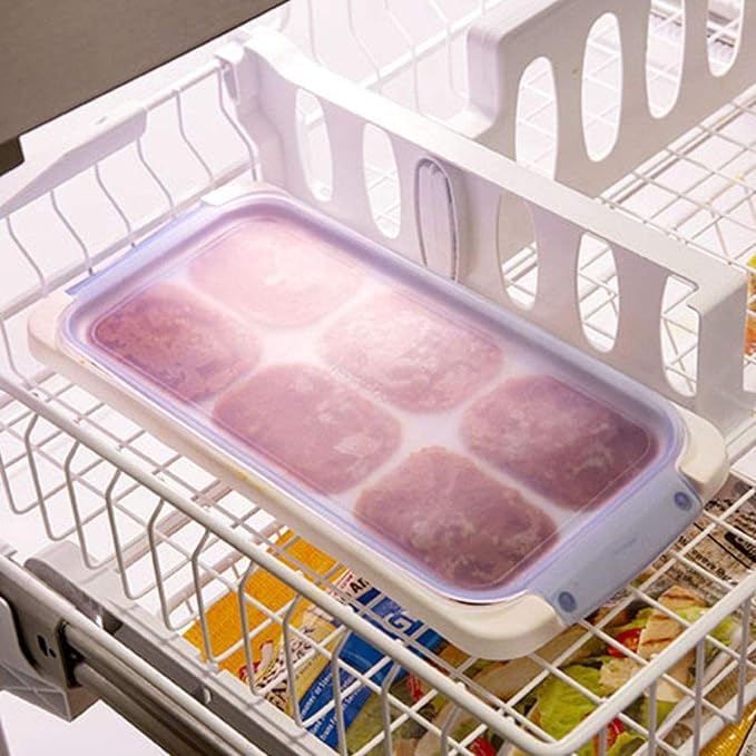 Prepworks from Progressive PrepWorks PKS-735 Dishwasher Safe Half Cup 6 Serving Leftover Soup & Food Storage Freezer Pod Tray with Silicone Lid, Blue & White