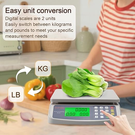 Large Digital Kitchen Scale, Commercial Food Scale 40kg/88lb Price Computing Scale Deli Produce Scale with Tare Function for Kitchen, Farmers Markets, Meat Shop, Deli