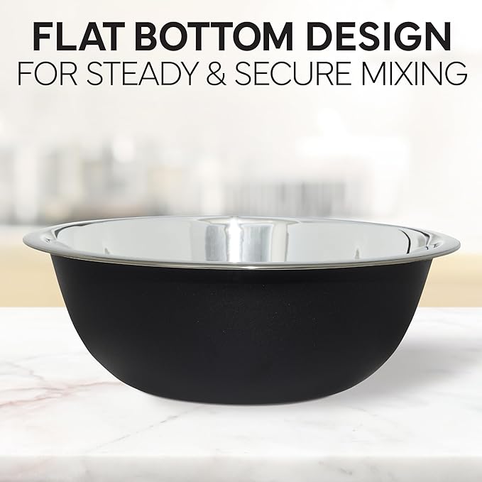 COOK WITH COLOR Stainless Steel Mixing Bowls Set - Nesting Bowls, 14 Pieces, Black