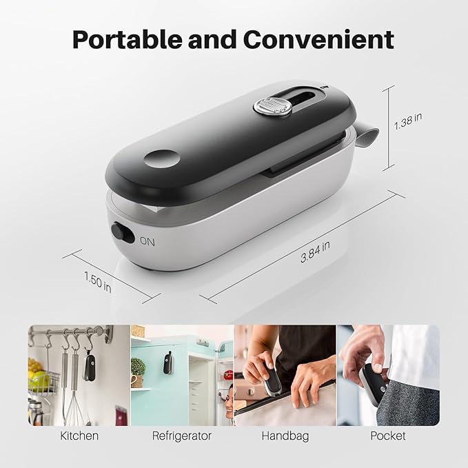 ODSD 2 in 1 Mini Bag Sealer - Heat Seal & Cutter with Lanyard, Portable Handheld Chip Bag Sealer for Snacks, Candies & Food Storage (Batteries Included)