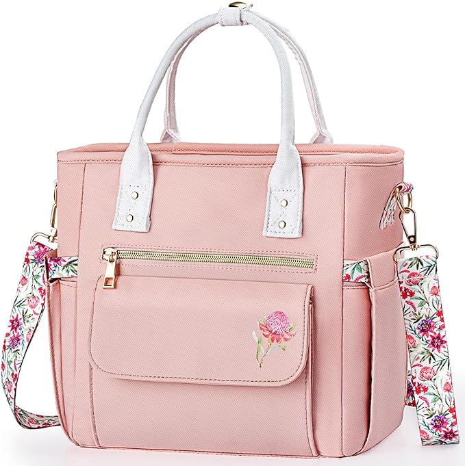 Deluxe Large Insulated Lunch Bag Box Women - Leakproof Waterproof Cooler with Multi Pockets Removable Strap for Work Picnic - Teacher Mothers Day Christmas Birthday Gifts