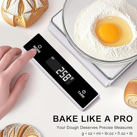 THINKSCALE 11lb Wireless Food Scale with Magnetic Pull-Out Display, 1g/0.01oz Precise Stainless Steel Digital Kitchen Scale for Cooking Baking, Keto and Meal Prep, USB Rechargeable, 6 Weight Units