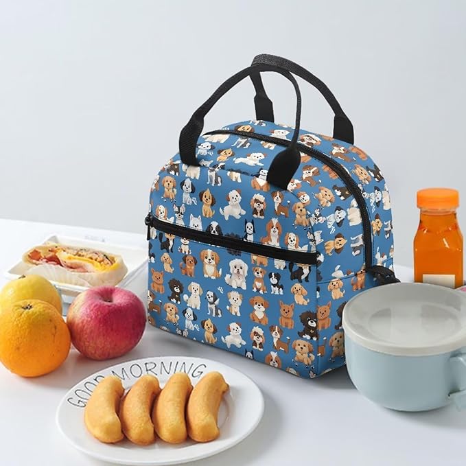Showudesigns Puppy Dog Lunch Bag for Girls 6-8 8-10 Kids Lunch Box Cute Insulated Lunch Containers with Shoulder Strap Travel Bag Picnic Bags Back to School Office Lunch Tote Kit