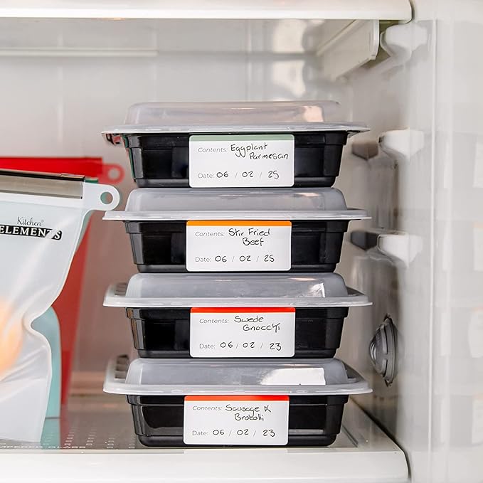 100 Freezer Easy Peel Off - Postage Meter - Color Coding Frozen Food Labels Holders Stickers That Leave No Sticky Residue After Use, Jar Labels - Freezer Label