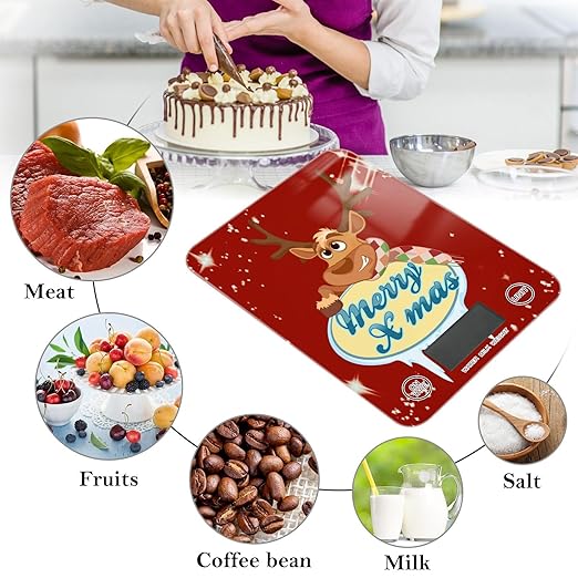 Food Scale Kitchen Scale Food Scales Digital Weight Grams and Ounces Small Electronic Food Scale for Baking Cooking Christmas Moose Reindeer