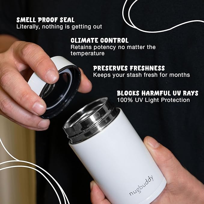 Mini Airtight Storage Container - Vacuum Sealed Insulated w Nested Glass Jar - UV Protection, Temperature Controlled Stainless - 100 ml (1/4 Oz)