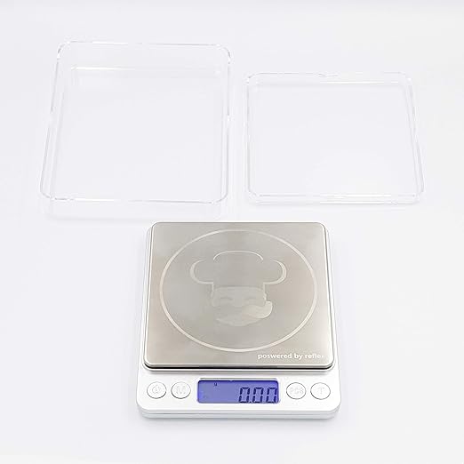Reflex 500g / 0.01g Digital Pocket Wireless Smart Food Kitchen Scale Grams and Ounces USB Rechargeable, Portable, Accurate, Metal Stainless Steel Surface, Keto Calculator, Baking, Counter, Reloading