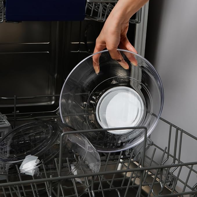 NUTRIUPS 8.7 inch Tempered Glass Mixing Bowls 2 Pack, Salad Bowl for Kitchen Microwave, Dishwasher and Oven Safe
