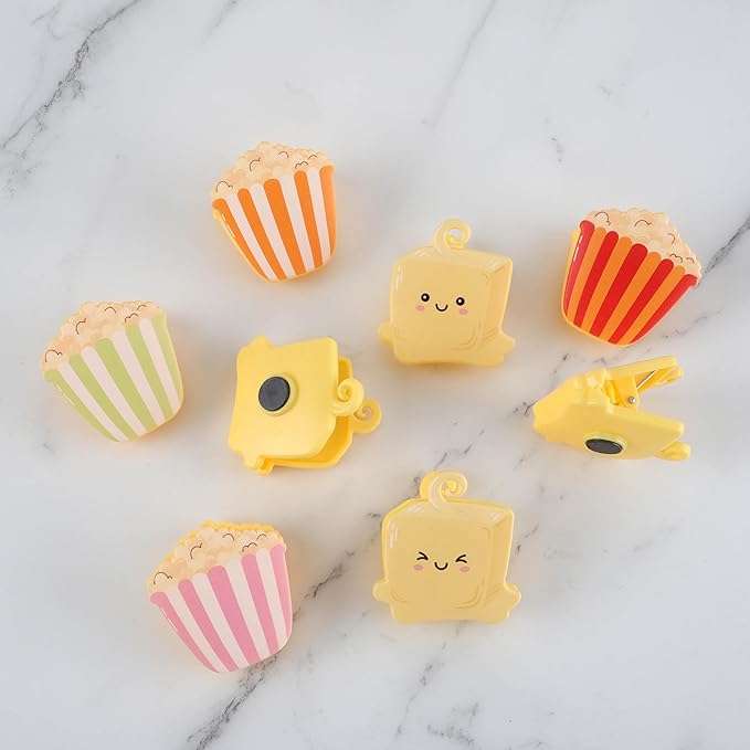 COOK WITH COLOR Cute & Funny Snack Clips - Magnetic Kitchen & Food Clips - Airtight Seal for Food Storage, Popcorn, Pack of 8