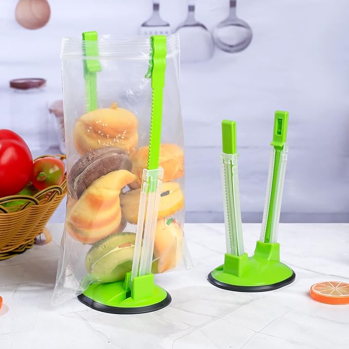 2 Pcs Baggy Rack, Freezer Bag Holder Stand, Adjustable Food Storage Holders, Plastic Food Prep Bag/Zip Lock Bag Holder Stand, for Meal Prep Bag, Kitchen Gadget