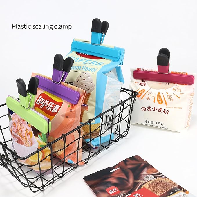 6 Inch Large Chip Bag Clips 6 Pack Assorted Sizes Food Bag Clips Plastic Heavy Seal Grip, 3 Colors (L)