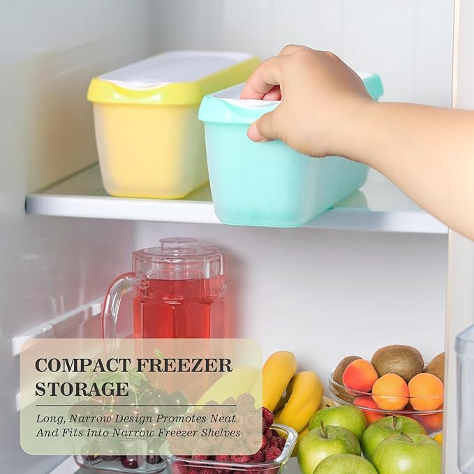 2Pack Ice Cream Containers for Homemade Ice Cream(1.5 Quart Each),Reusable Plastic Tubs Storage Containers Cups with Lids for Freezer,Stackable Storage Container for Gelato,Yogurt, Sorbet