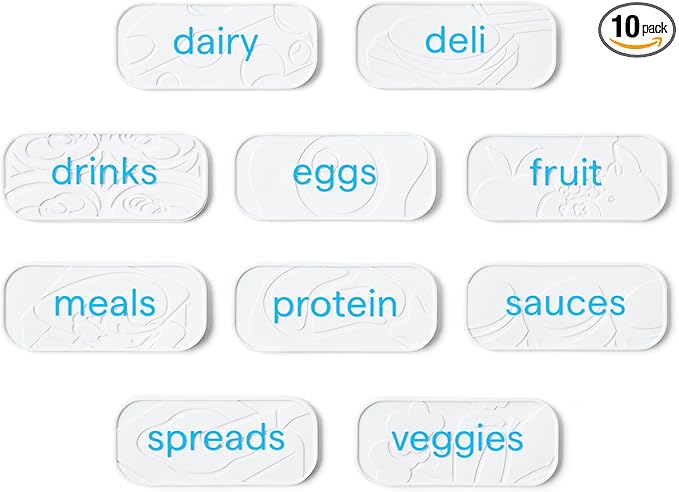 YouCopia, 10-Piece Set ReStickable 3D Fridge Labels, Reusable Nano-Suction, White