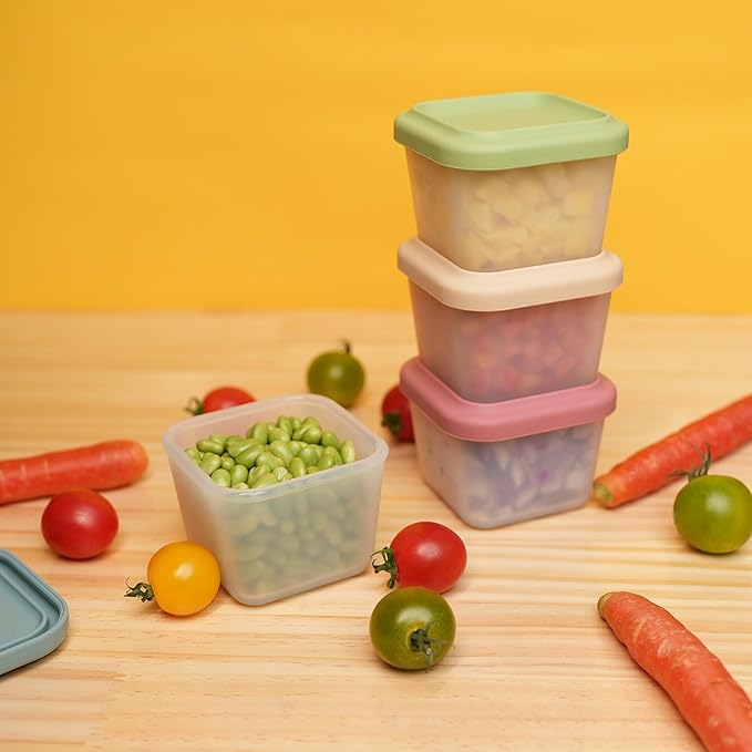 4 Pack Small Silicone Snack Containers with Lids 5 oz Reusable Food Storage Containers Bento Lunch Snack Pots for Adults & Kids Meal Prep Containers BPA Free