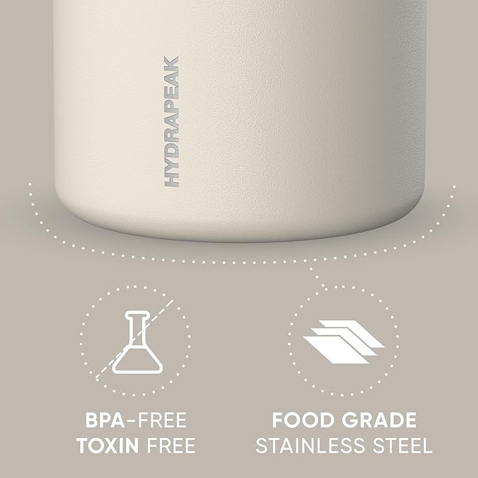 Hydrapeak 25oz Stainless Steel Vacuum Insulated Thermos Food Jar | Kids Thermos for Hot Food and Cold Food, Wide Mouth Leak-Proof Soup Thermos for Adults, 10 Hours Hot and 16 Hours Cold (Stone)
