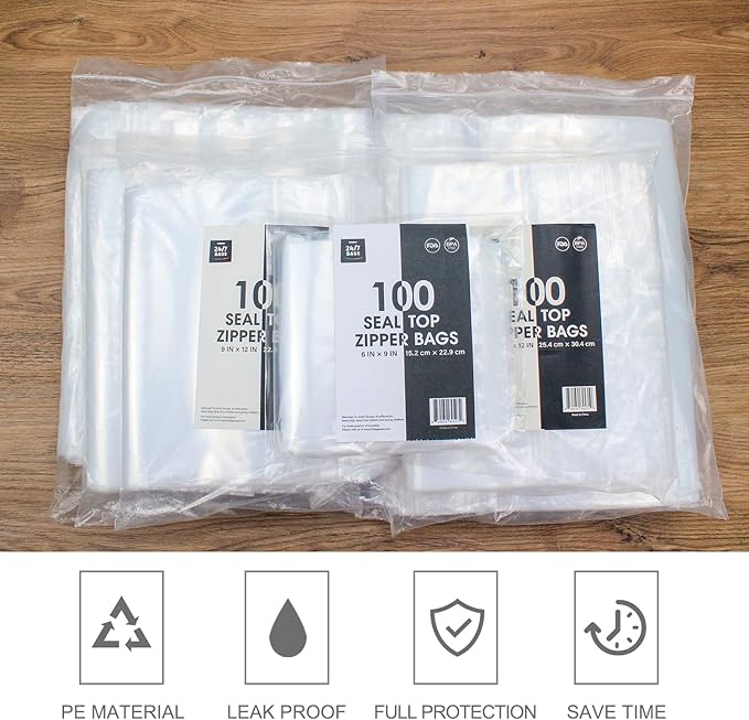 10" X 13" (500 Bags) 2 Mil Clear Reclosable Zip Plastic Poly Bags with Resealable Lock Seal Zipper