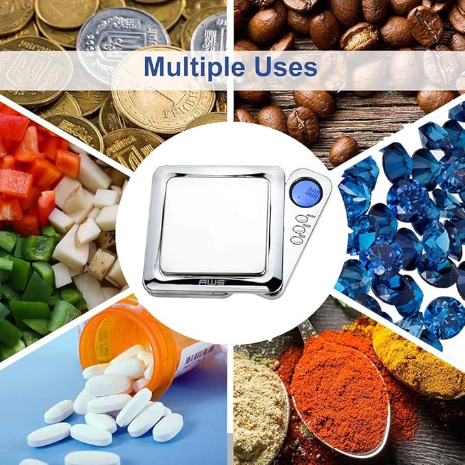 Blade Series Digital Precision Pocket Weight Scale with Silicone Mat, Chrome, 100g x 0.01g (BL-100-CH-SE) - American Weigh Scales