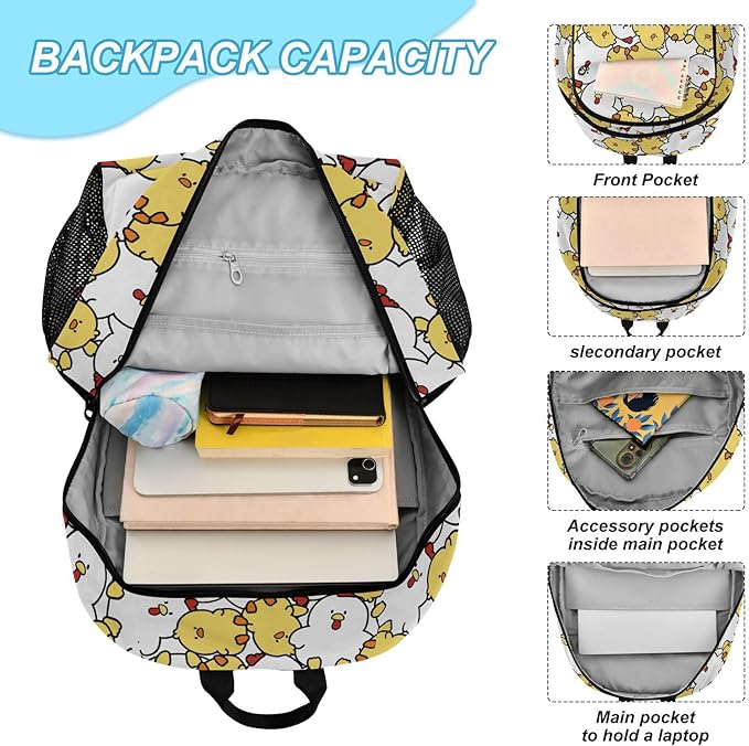 Farmhouse Chicken Rooster Kids Backpack for Girls Boys School Bookbag with Insulated Lunch Box for Elementary Primary Schooler Backpack Set
