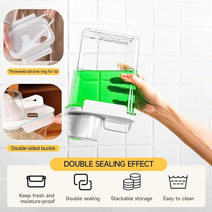 Storage Cereal Organizers Containers Sets , Food Grade BPA free PET Material Reusable,Airtight food storage containers with lids, kitchen organizers and storage Total(2 pcs 2300ml 2 pcs 1100ml)
