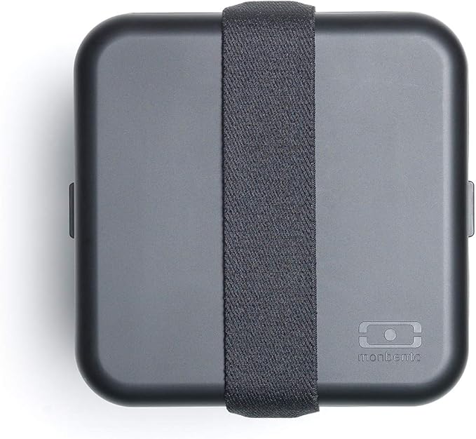 monbento - Large Bento Box MB Square Onyx with Compartments - Leakproof Lunch Box for Work or Meal Prep - BPA Free - Food Grade Safe - Black