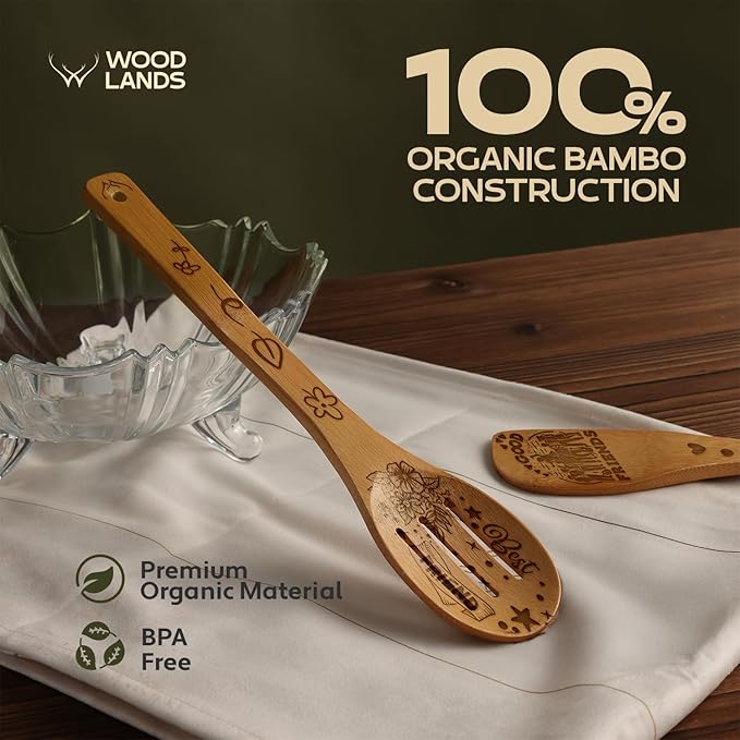 Woodlands-USA Best Friend Wooden Spoons for Cooking - Perfect Birthday Gifts for Best Friend, Bamboo Spoons & Wooden Kitchen Utensil Set,Unique Best Friend Birthday Gifts for Women Who Have Everything