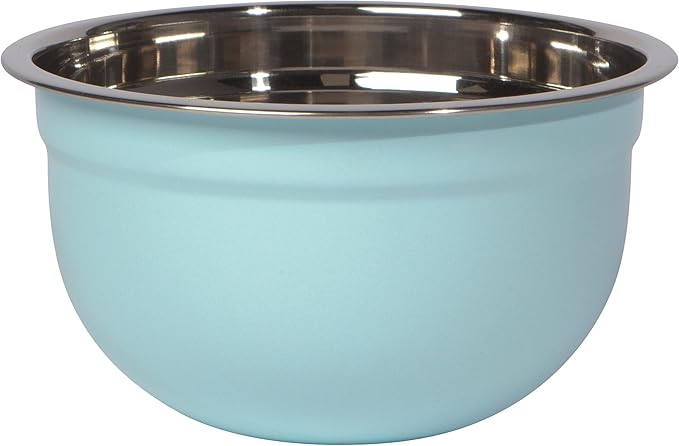 Now Designs Matte Coated Steel Mixing Bowls, Robins Egg Blue, 5 qt, 3 qt, 1.5qt, Set of 3