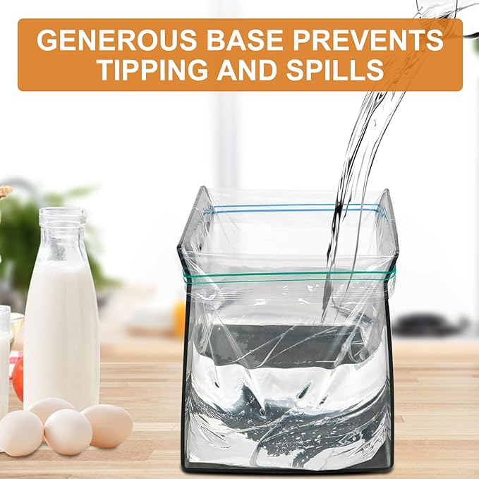 Ziplock Bag Holder, 2 Pack Acrylic Baggy Rack Holder for Food Prep Bag, Food Storage Bag Stand, Freezer Bag Stand, Hands-Free Food Storage Bag Stand for Quart & Gallon Sizes
