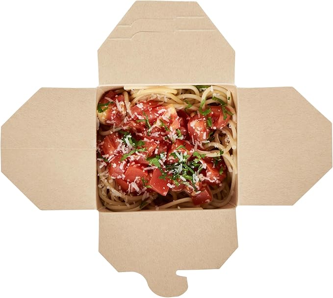 Restaurantware Sustain 26 Ounce Sturdy Paper Take Out Boxes, 50 Disposable Take Out Food Containers - With PLA lining, Compostable, Bamboo Paper Containers, Built-In Tab-Lock Cover, Greaseproof