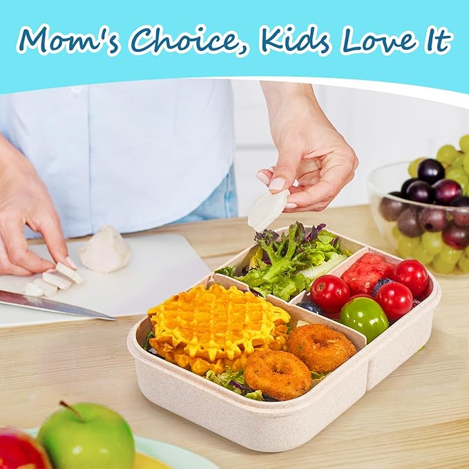 MISS BIG Bento Box for Kids,Ideal Leak Proof,Mom’s Choice Kids Lunch Box, No BPAs and No Chemical Dyes,Microwave and Dishwasher Safe Lunch Containers(White)