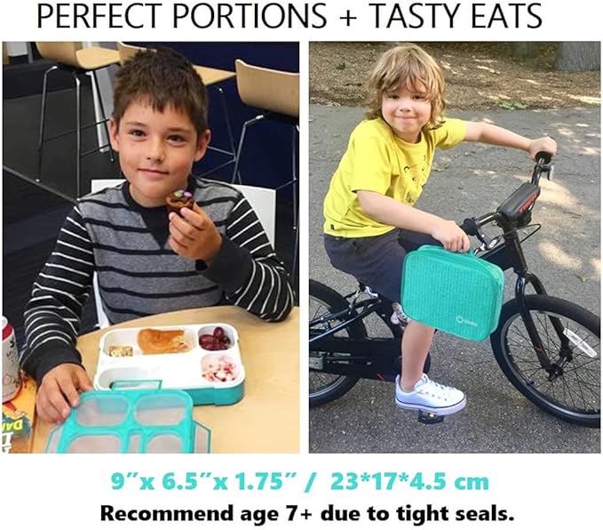 Bento-Box Lunch Bag Set with Ice Pack, Lunch Boxes Snack Containers for Kids Boys Girls Adults. 6 Compartments, Leakproof Portion Container Boxes for School Lunches Teal