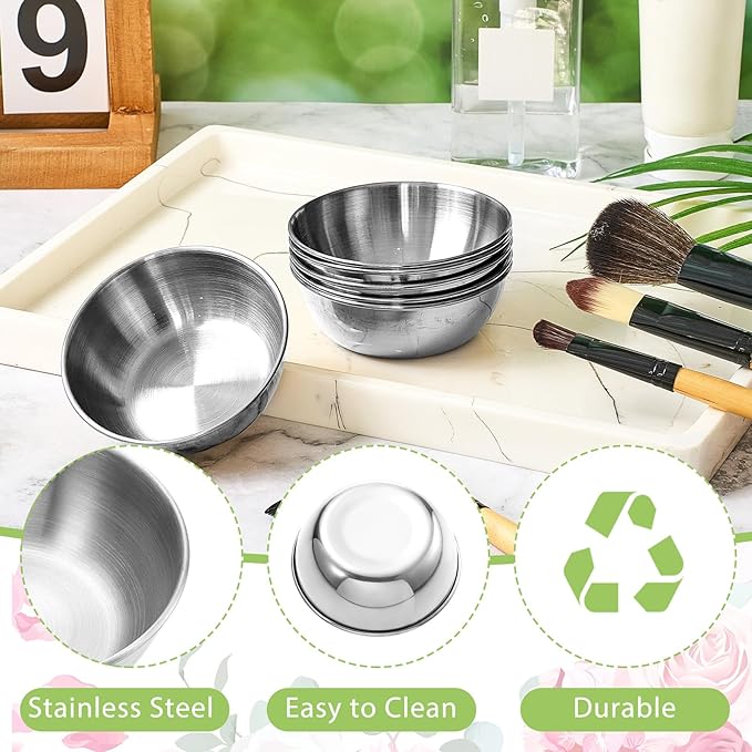 12 Pcs 3. 23 In DIY Face Mask Mixing Bowl Stainless Steel Esthetician Facial Mask Bowl Facial Small Mixing Esthetician Supplies for Lady Women Skincare Home Salon Cosmetic Beauty (Silver)