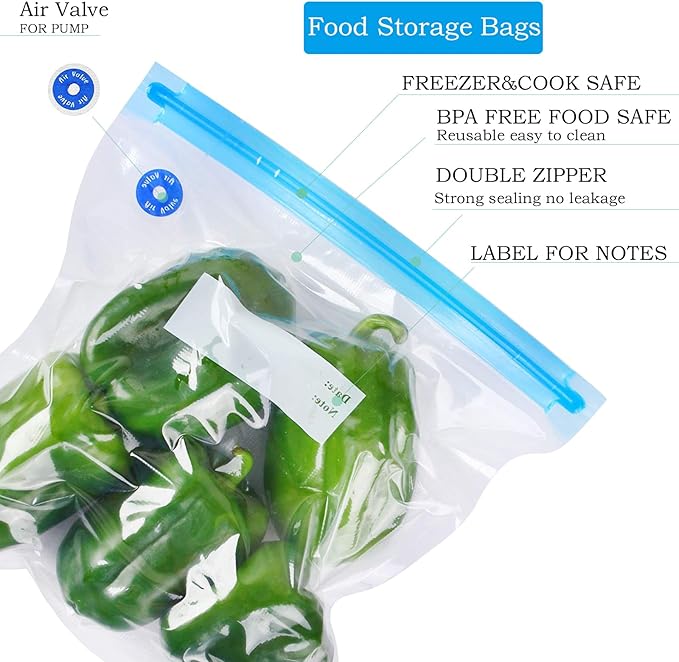 Reusable Sous Vide Bags 37 Pcs, BPA Free Resealable Vacuum Seal Bags, Vacuum Food Storage Bags, 3 Size 30Pcs Reusable Vacuum Seal Bags For Food, High Temperature Cooking, Food Refrigeration.