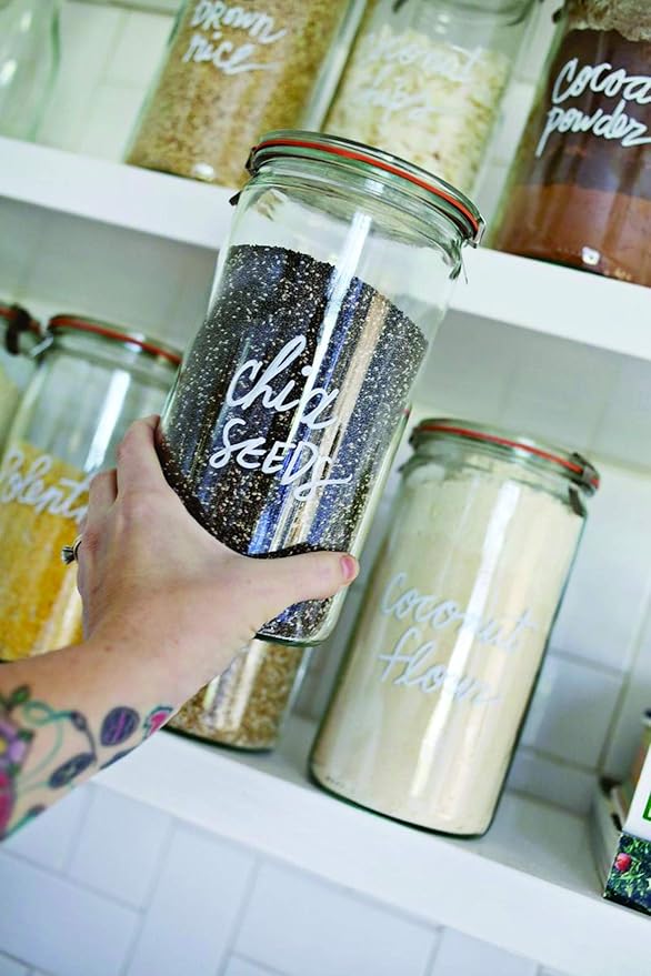 Weck Jar 974 - 1.5L Glass Jars with Large Storage Capacity - Preserving Jars with Airtight Lids Suitable for Pickling - Heat Resistant Canning Jars - Microwave Safe - (1 Jar with Glass Lid) 54 fl. oz