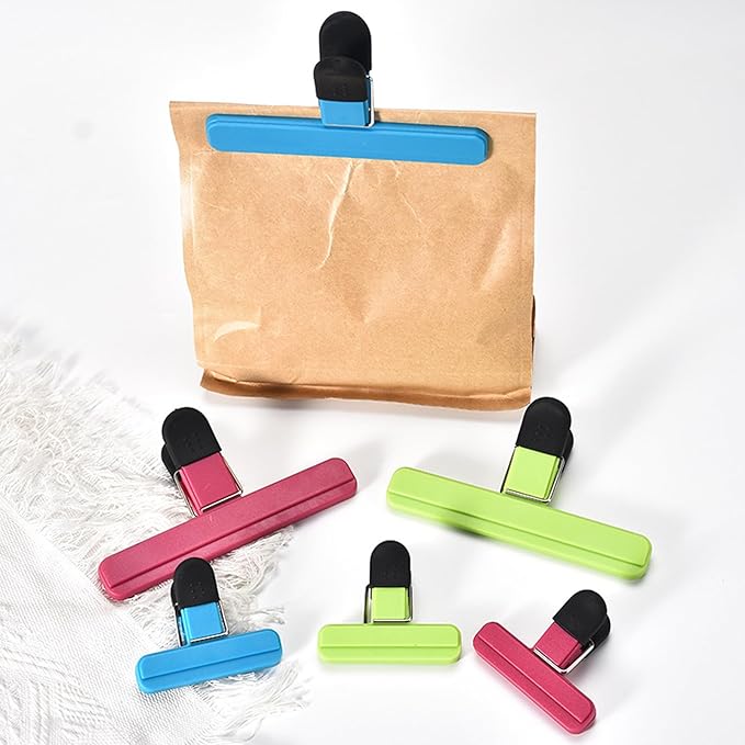 3 Inch Chip Bag Clips 6 Pack Assorted Sizes Food Bag Clips Plastic Heavy Seal Grip, 3 Colors (S)