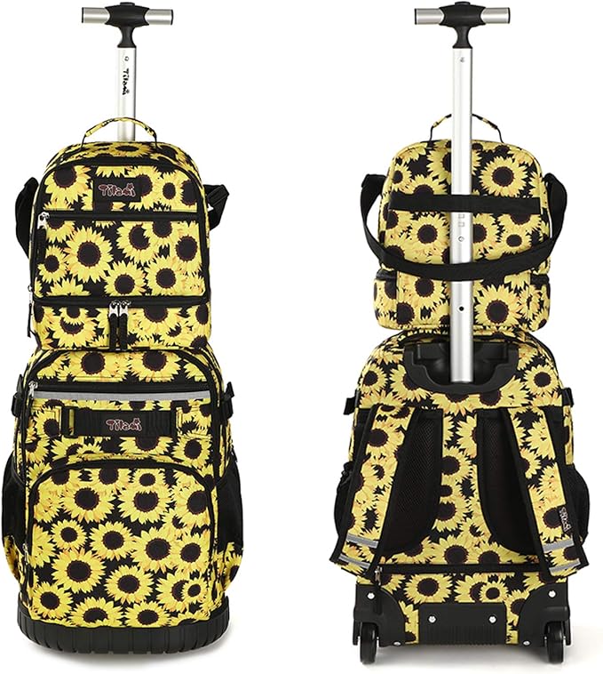 Tilami Lunch Bags Insulated Adjustable Strap Zipper, Two Compartments Cooler Bags, Bento Bags for Kids Toddlers, Sunflower