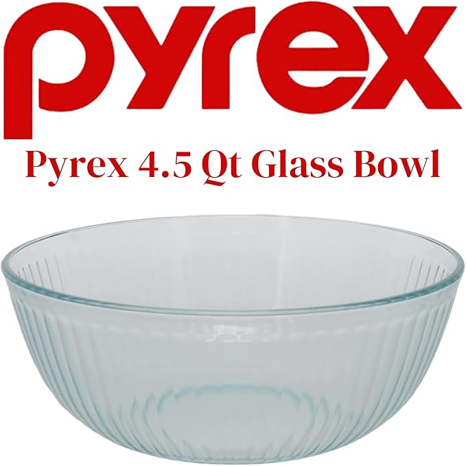 Pyrex (1 7404 4.5qt Sculpted Glass Mixing Bowl with 7404-PC Blue Lid
