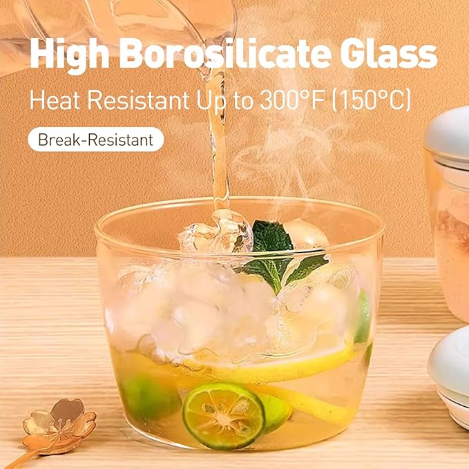 Glass Meal Prep Containers Overnight Oats Containers with Pop Lids,Airtight Food Storage Containers Reusable, Glass Bowl Wide Mouth Jars for Cereal Fruit Milk Salad Yogurt 4-Piece set 14oz 400ml