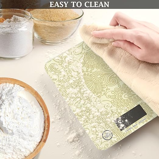 Food Scale Kitchen Scale for Baking Cooking Digital Food Weighing Measuring Scale Small Waterproof Electric Food Scale Gold Paisley Damask