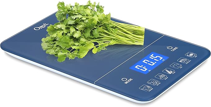Ozeri Touch III Digital Kitchen Scale with Calorie Counter, 22 lbs (10 kg), Classic Blue