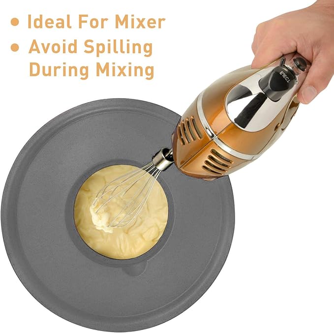 Wildone Mixing Bowls with Lids Set, 5PCS Stainless Steel Grey Nesting Bowls with 3 Grater Attachments, Measurement Marks & Non-Slip Bottoms, Size 5, 3, 2, 1.5, 0.63 QT, Great for Mixing & Serving