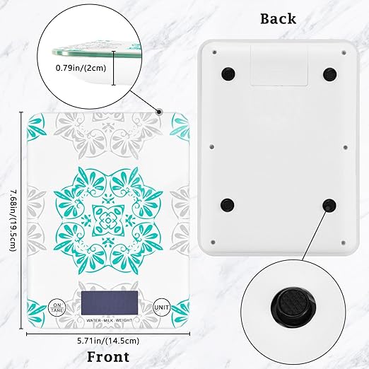 Food Scale Kitchen Scale Food Scales Digital Weight Grams and Ounces Small Electronic Food Scale for Baking Cooking Teal and White