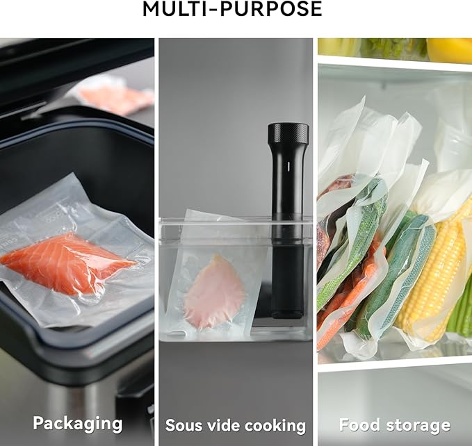 VestaEco Compostable Vacuum Sealer Bags, 8" x 12" 50 Count, Eco-Friendly, Heavy-Duty Food Storage Bags, BPA-Free, for Storage, Meal Prep or Sous Vide