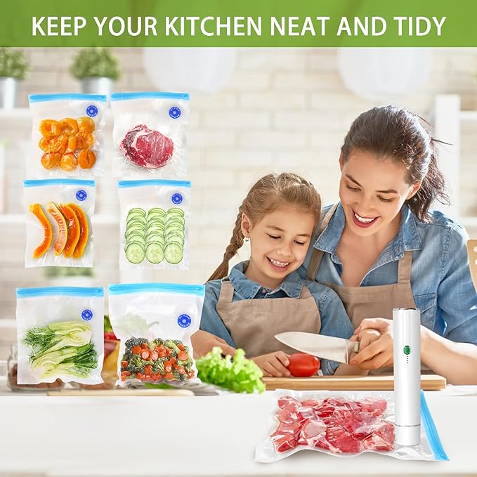 Vacuum Sealer Bags for Food - Matched Food Storage Bags compatible with Our Vacuum Sealer Machine for Food Preservation & Fresh (Two Sizes 14PCS)