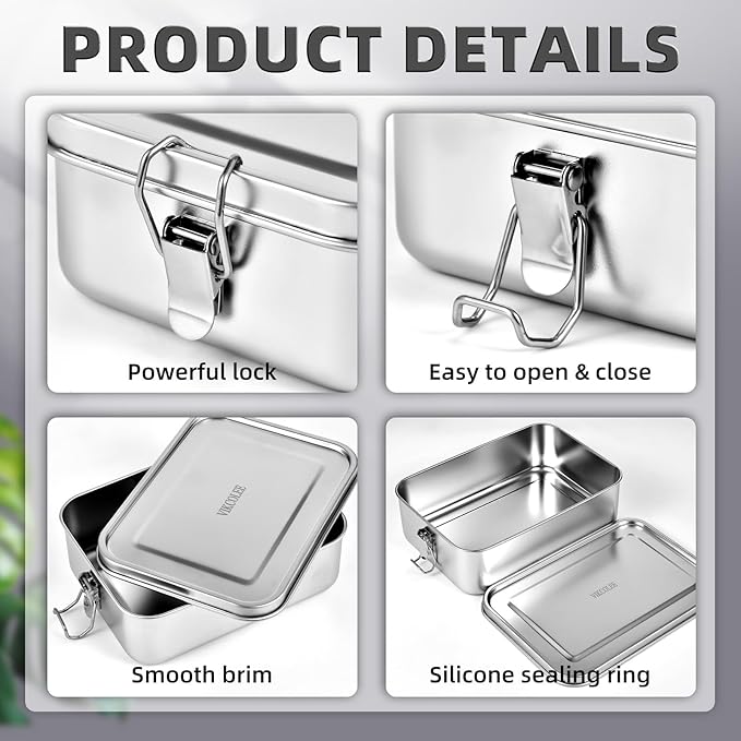 8 PCS Stainless Steel Bento Box 550ml, Metal Lunch Box Food Containers, Steel Lunch Container for Home, Work, Camping