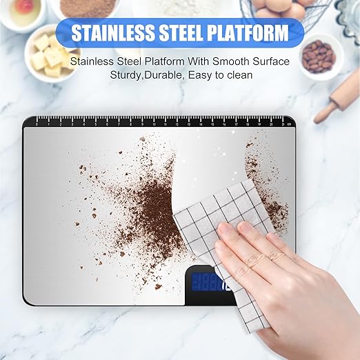 Digital Kitchen Scale, Large Capacity, Easy Tare Function, Large LCD Display, Perfect for Cooking, Baking, and Meal Prep (Silver-2)