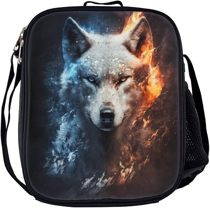 Wolf Backpack Bundle - 3 Piece Set for Kids, Includes Bookbag, Insulated Lunch Bag & Pencil Case - Perfect for School & Everyday Use