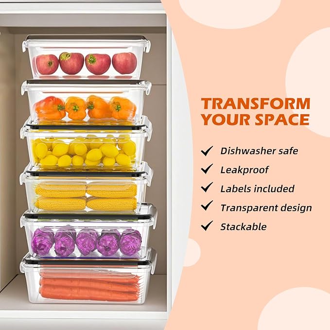Plastic Food Storage Containers with Lids – Plastic Food Containers with Lid Airtight, Leakproof, BPA-Free – Perfect for Meal Prep, Snacks, and Leftovers (24 plastic pack)