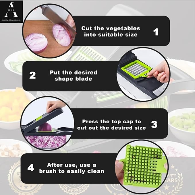 18 in 1 Ultimate Vegetable Chopper – Multi-Function Vegetable Slicer for Slice, Dice, Chop, Grate and Spiralize - Hand Kitchen Slicer for Food and Salad - Time-Saving Kitchen Essential