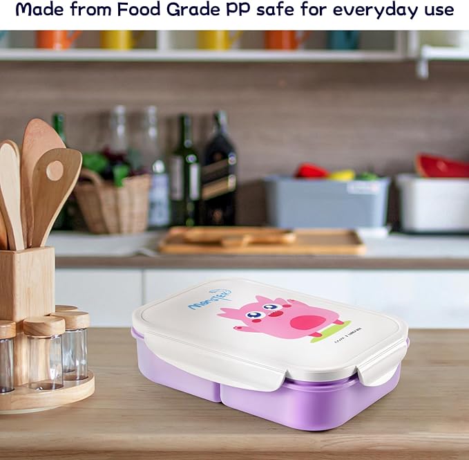 MISS BIG Bento Box for Kids, Leakproof Lunch Box, No BPAs & Chemical Dyes, M/W, D/W & Fridge Safe (1150ml Purple)
